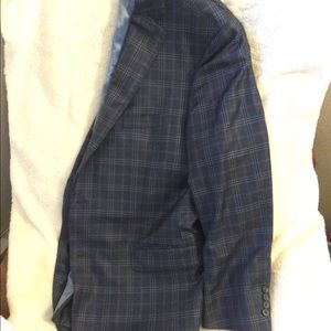 J Hilburn Custom Fit Plaid Sport Coat Navy Blue ✨